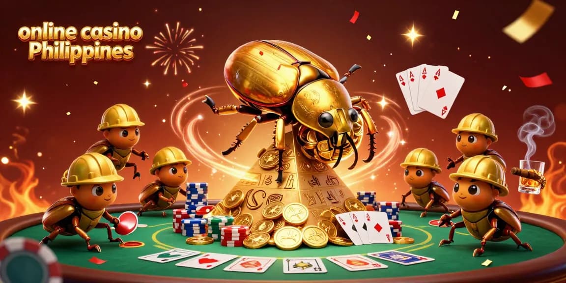 Experience the excitement of online casino Philippines with vibrant 3D illustration showcasing a fun beetle adventure.
