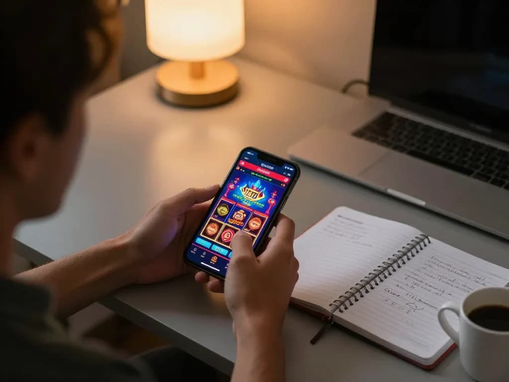 Engaging gameplay on the trang chủ mm88 mobile casino app, showcasing strategic gaming in a cozy home setting.
