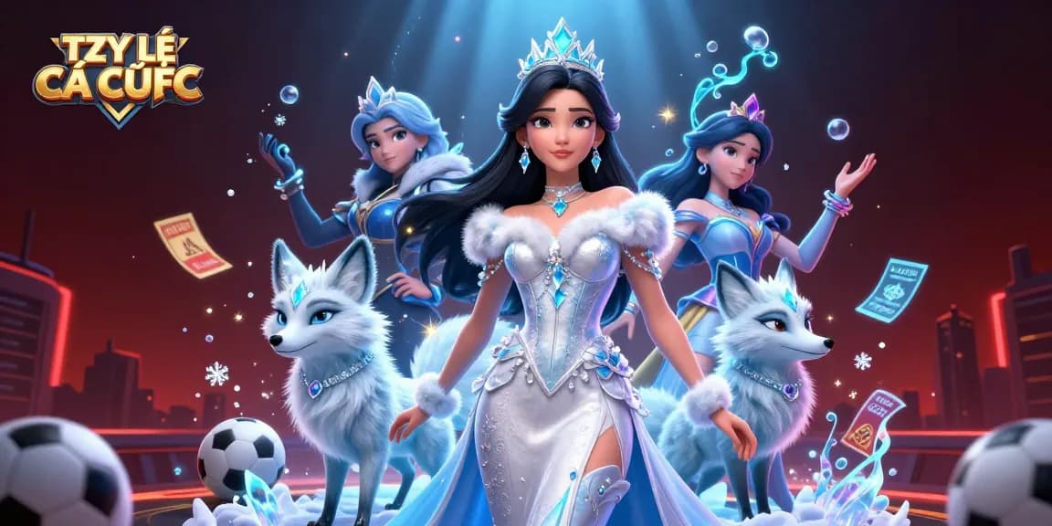 Engage in TỶ LỆ CÁ CƯỢC as a stunning ice queen character showcases casino betting excitement.