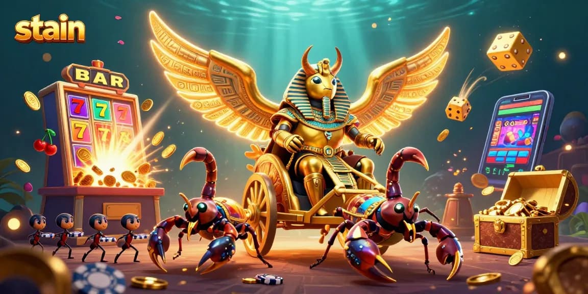 Experience the thrilling stain of winning at the casino with vibrant 3D illustrations of games and characters.
