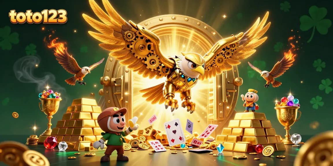 Experience winning strategies with toto123 as the golden eagle navigates a treasure-filled casino landscape.
