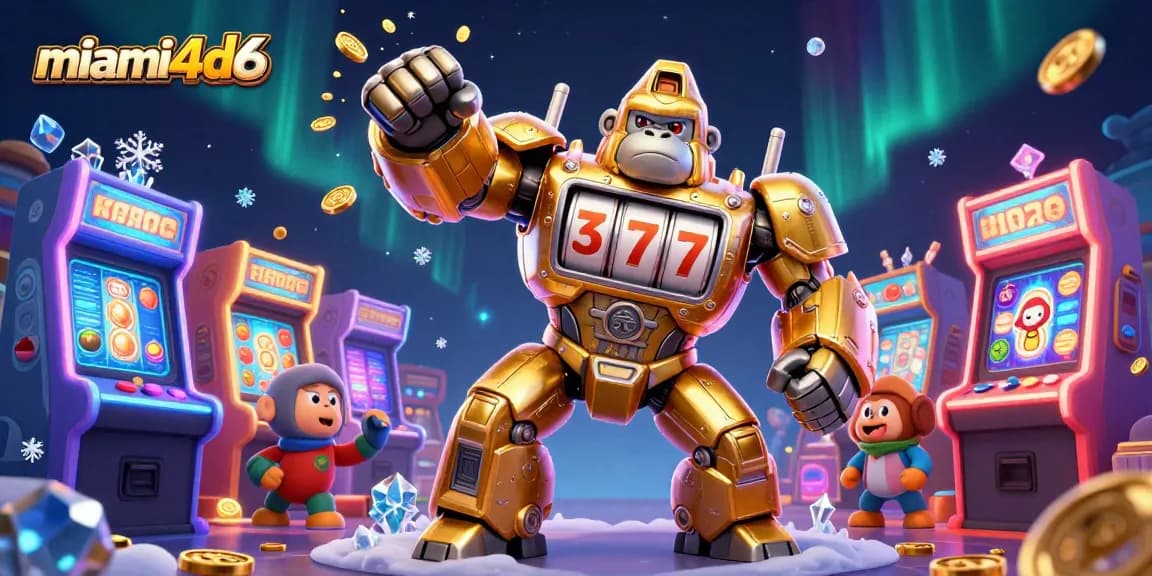 Engage with thrilling gaming action at miami4d6 featuring a dynamic 3D slot-themed illustration.
