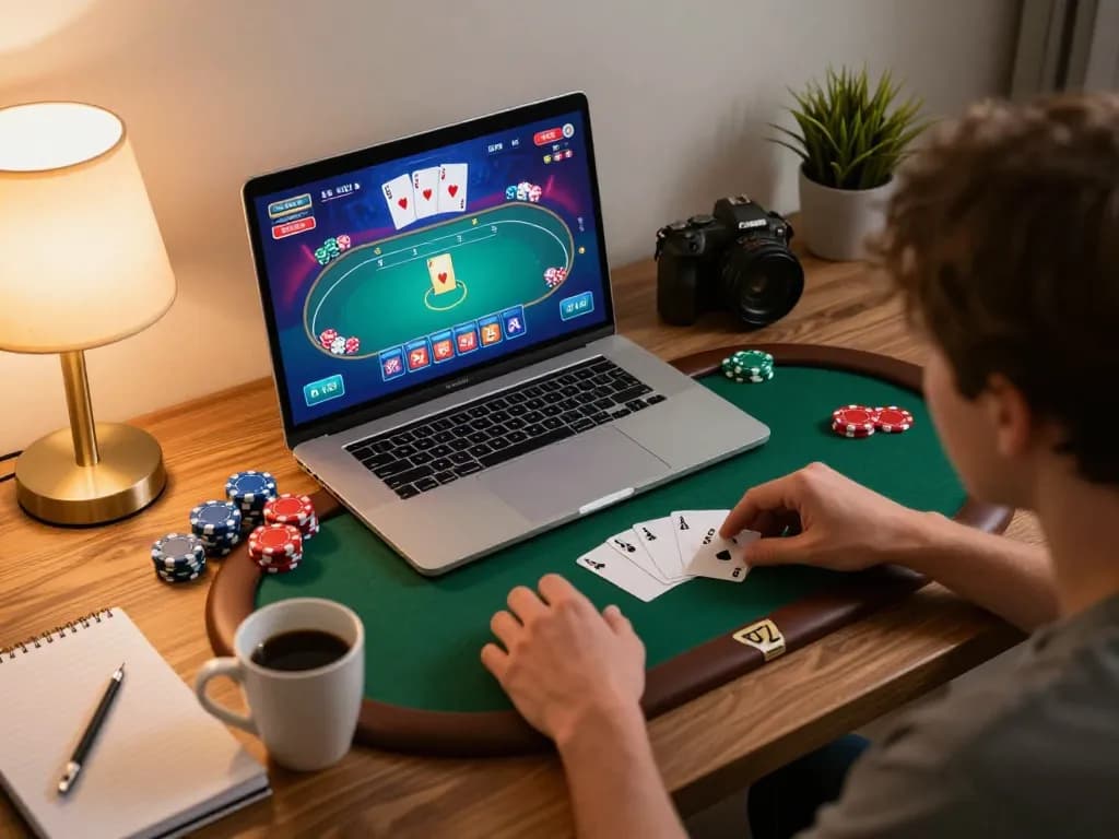 RR88 player making strategic moves in an exciting online poker game with colorful graphics.