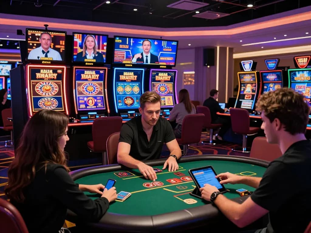 Players enjoying thrilling games on tot88 online casino platform in vibrant atmosphere.