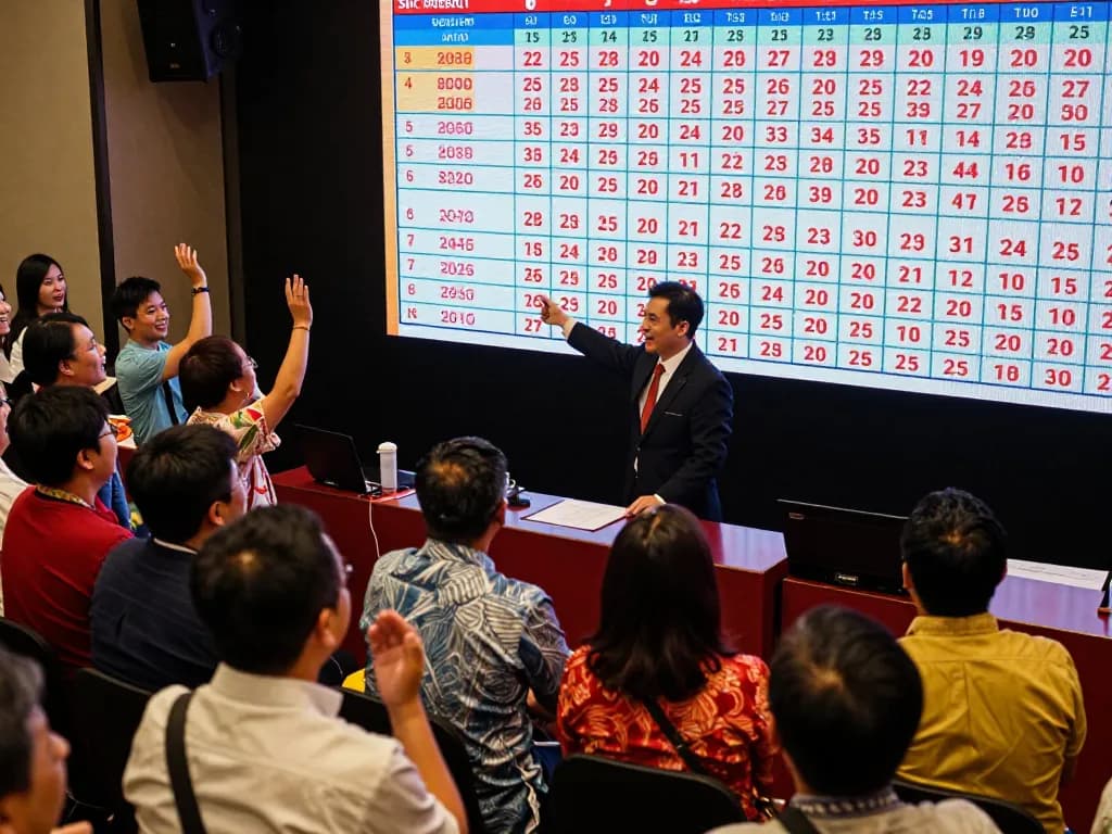 View of a live draw event showing data sgp numbers, capturing excitement and engagement at Singapore Pools.