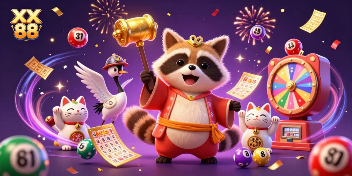 Engage with the thrilling XX 88 lottery scene featuring vibrant cartoon characters and dynamic game elements.