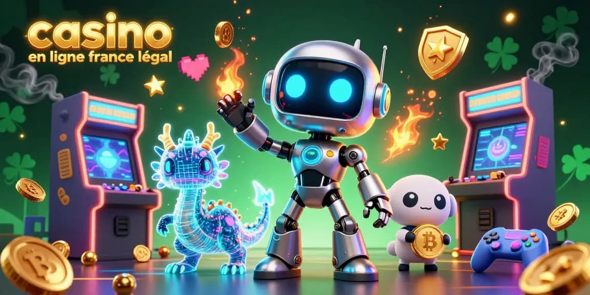 Découvrez l'excitation du casino en ligne France légal avec des personnages 3D vibrants et des éléments de jeu.
