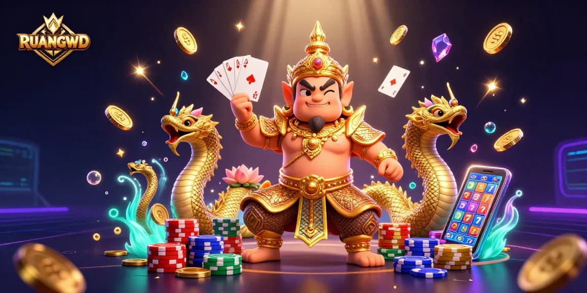 Engage in dynamic slot gaming with RUANGWD and golden coins cascading everywhere.