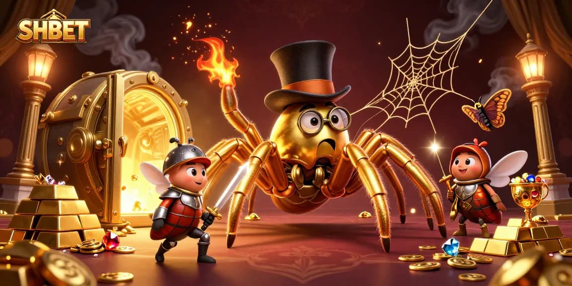 Engage with the vibrant SHBET casino world where a golden tarantula weaves fortune among the brave.
