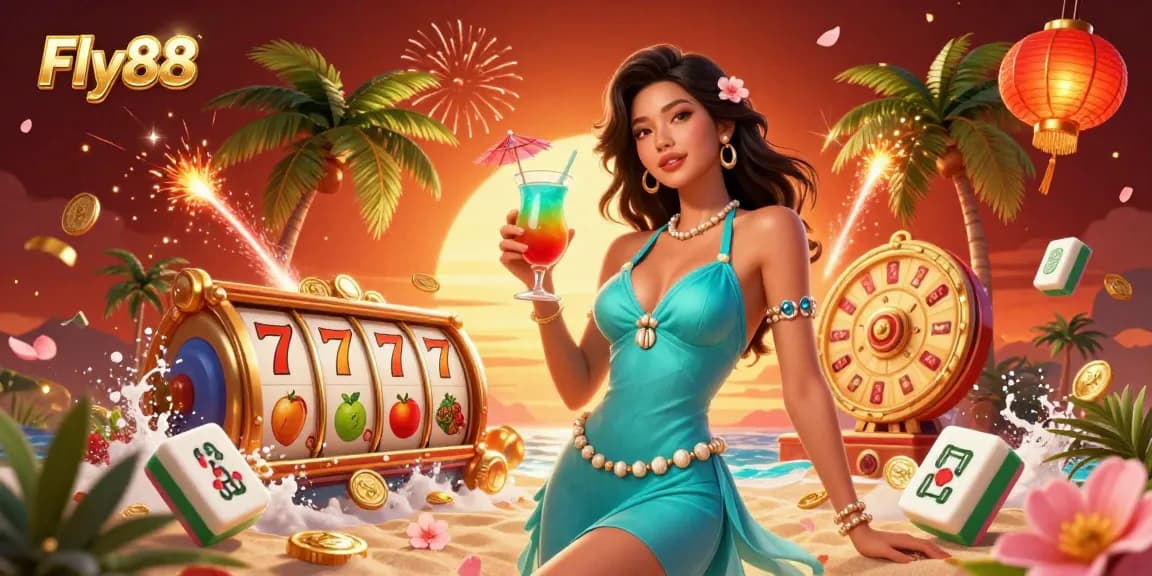 Engage with exciting Fly88 slot games featuring vibrant reels, golden prizes, and dynamic elements.