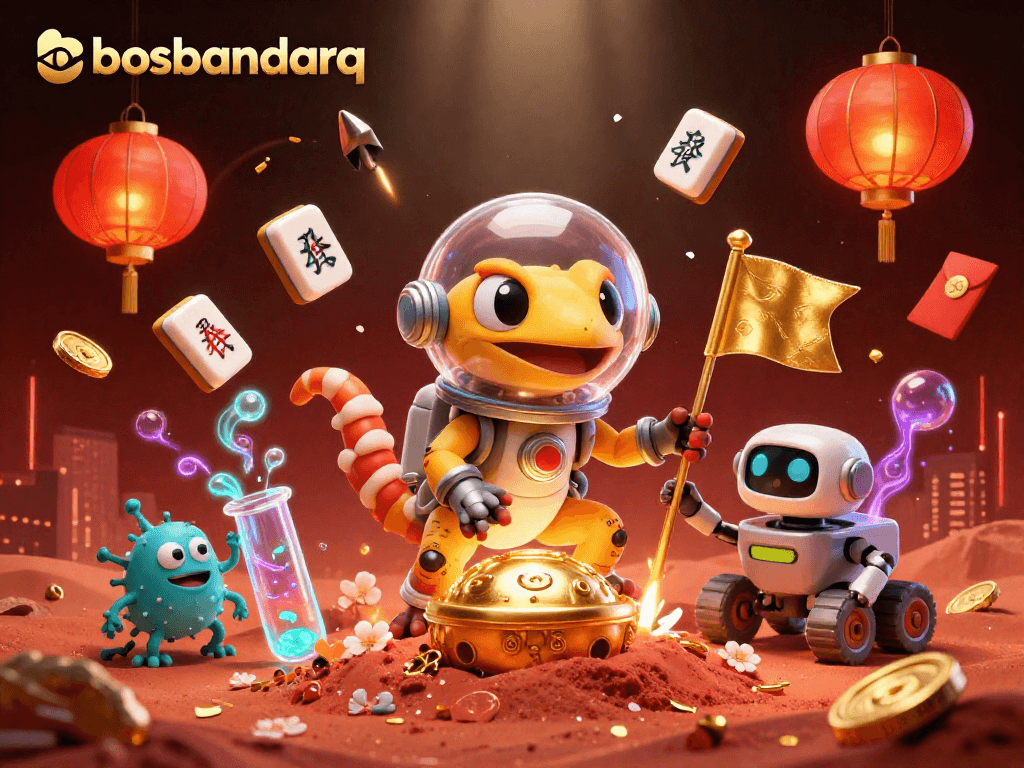 Experience excitement with bosbandarq as a Martian gecko uncovers a golden casino filled with treasures.