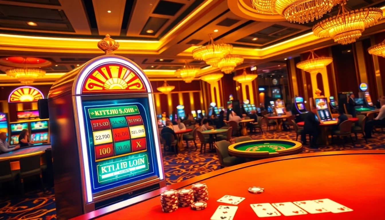 Experience the thrill of KTPJITU login with exciting slot machines in a vibrant casino setting.