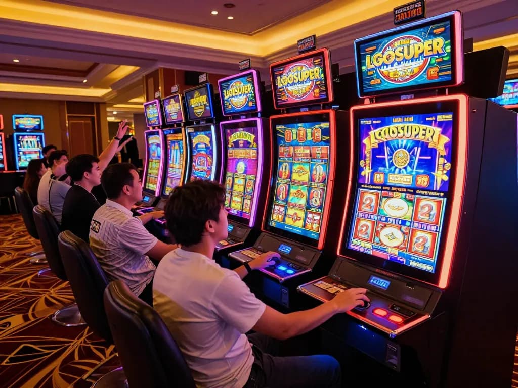 Engage with LGOSUPER's vibrant slot machine action showcasing exciting gameplay and wins.