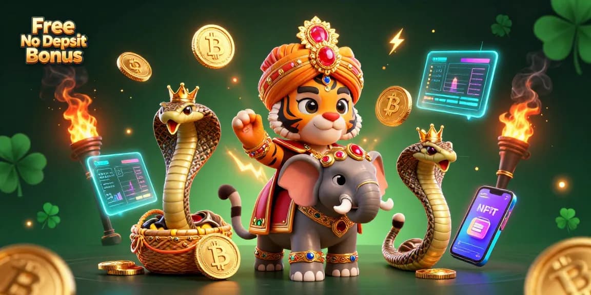 Experience the thrill of a Free No Deposit Bonus amid vibrant casino elements and dazzling characters.