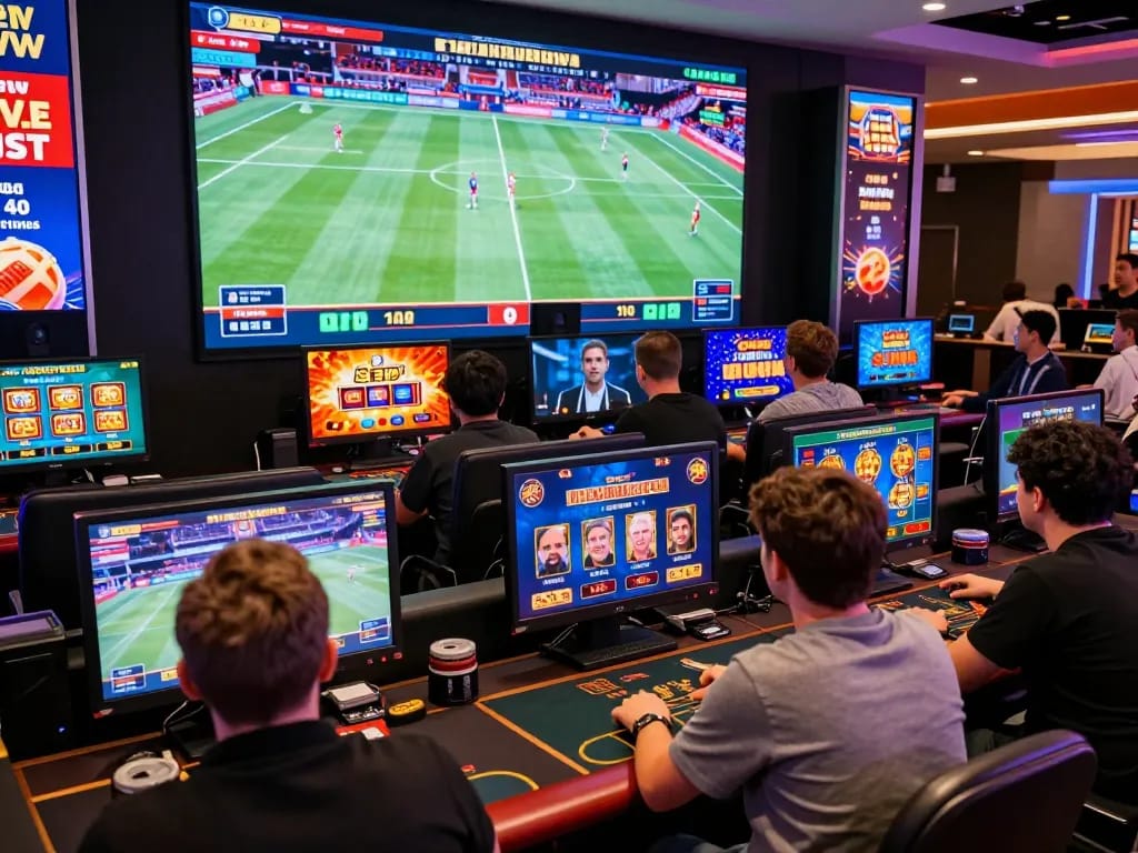 Engaged players at SC88e.com enjoying online gaming in a vibrant atmosphere.