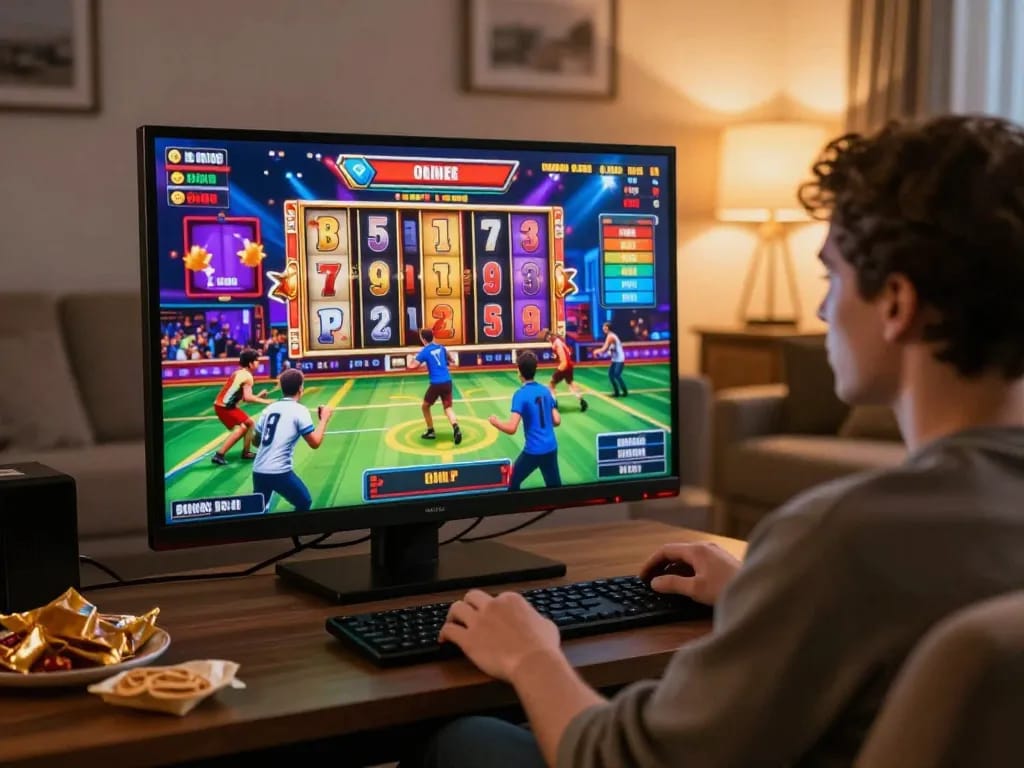 Experience the excitement of betting online with bet88 while spinning vibrant slot reels in a cozy setting.