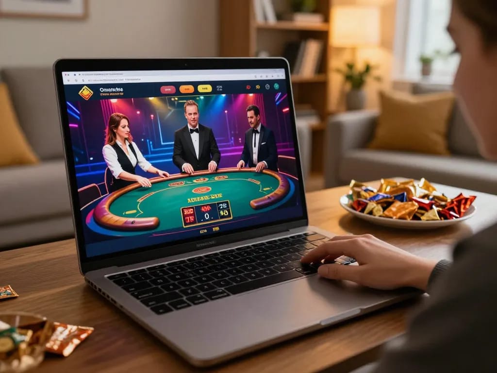 N188 online players engaging in live dealer games at home, showcasing comfortable gaming experience