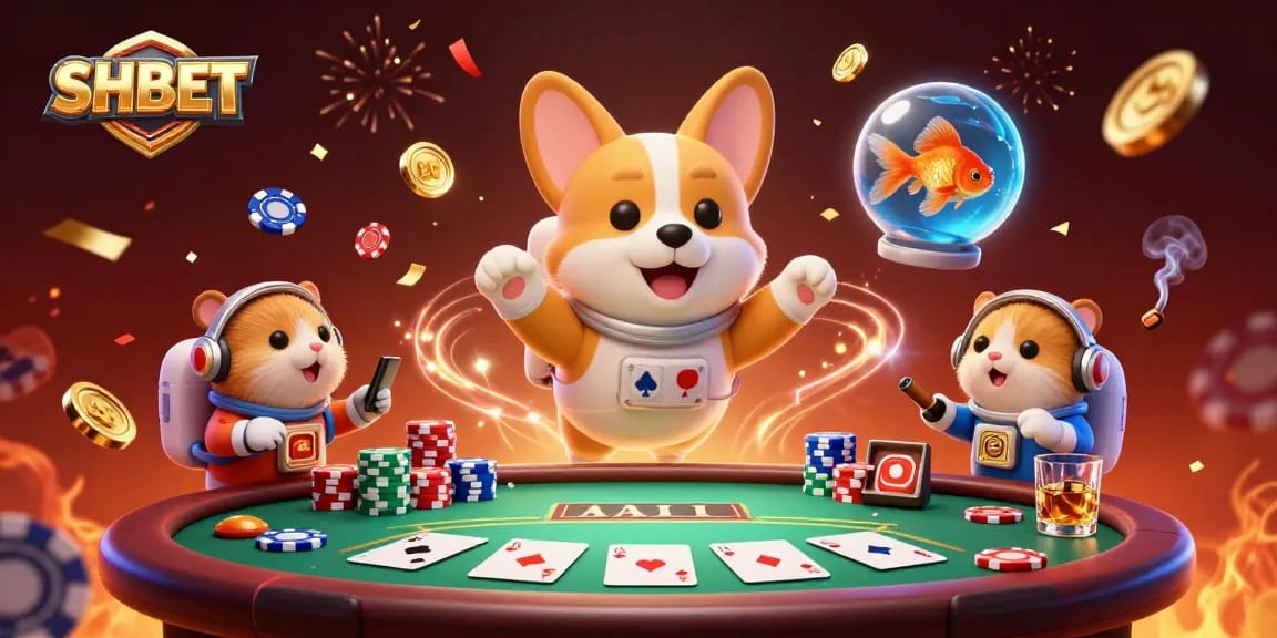 Experience thrilling gameplay at SHBET with a vibrant space casino scene featuring floating chips and charismatic characters.