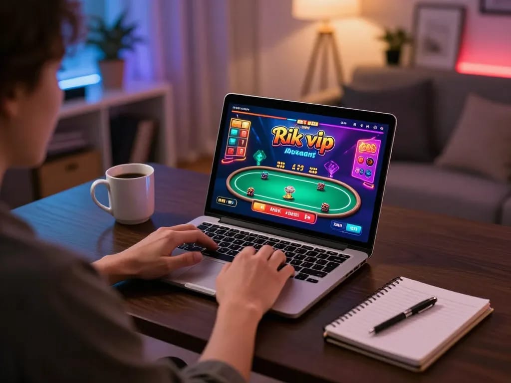 Playing poker on rik vip casino platform with engaging interface and friendly atmosphere