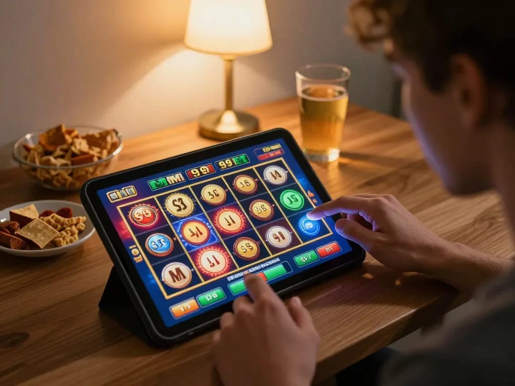 Play thrilling MM 99 slot games online in a cozy home setting.