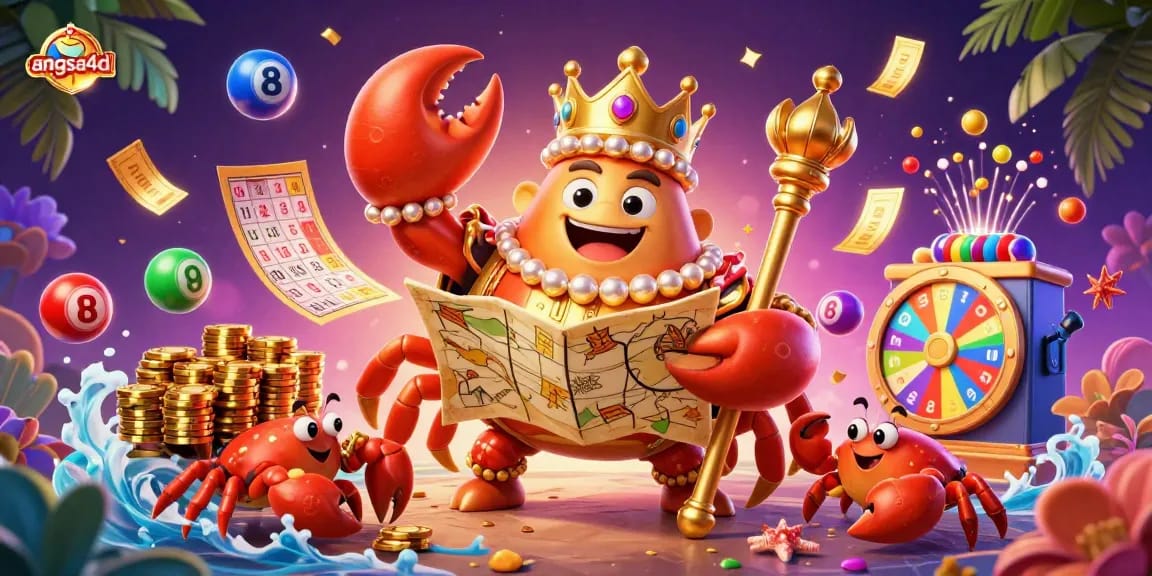 Play winning strategies with angsa4d in a rich casino scene featuring a golden crab emperor.