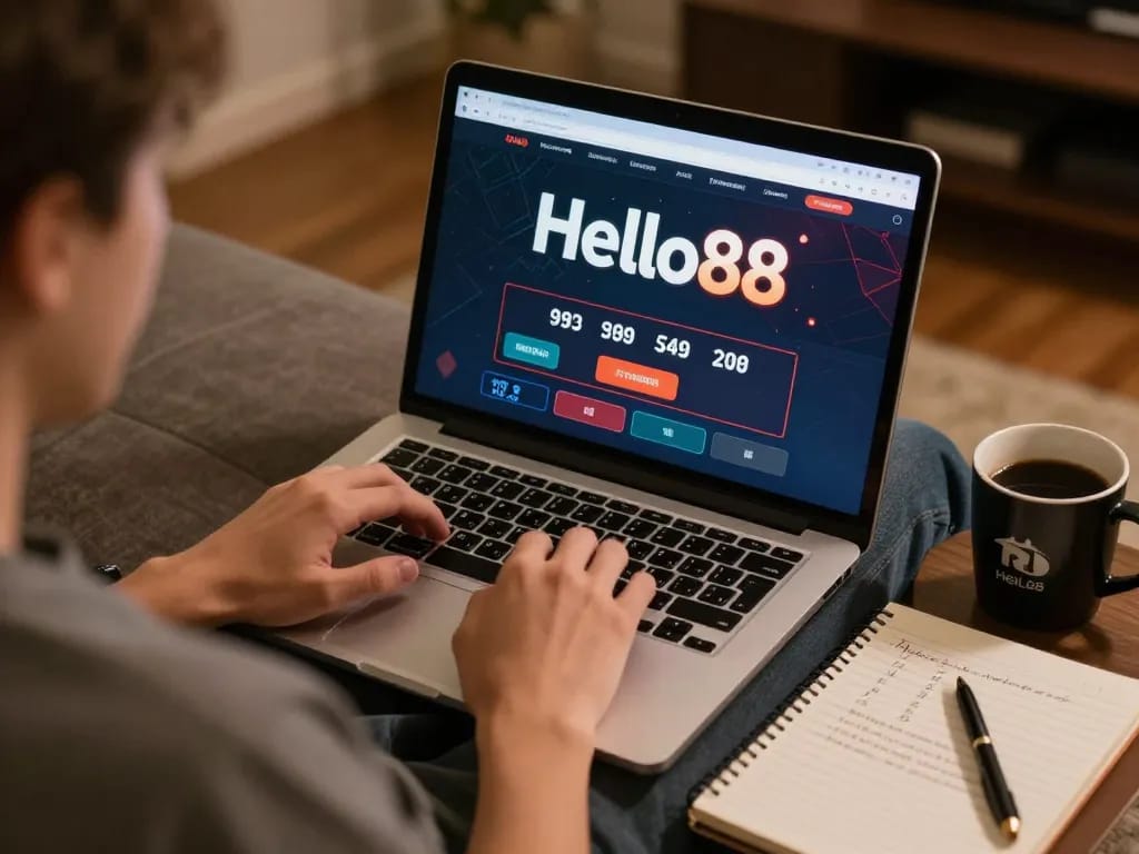 Enjoying online gaming on Hello88 with strategies and beverages beside