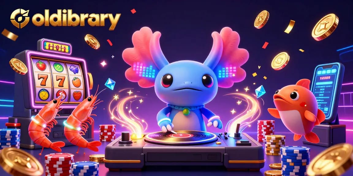Experience the thrilling world of oldlibrary slots with a vibrant axolotl DJ and Jackpot excitement.