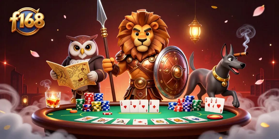 Experience thrilling game action at f168 with dramatic poker elements in a vibrant casino scene.