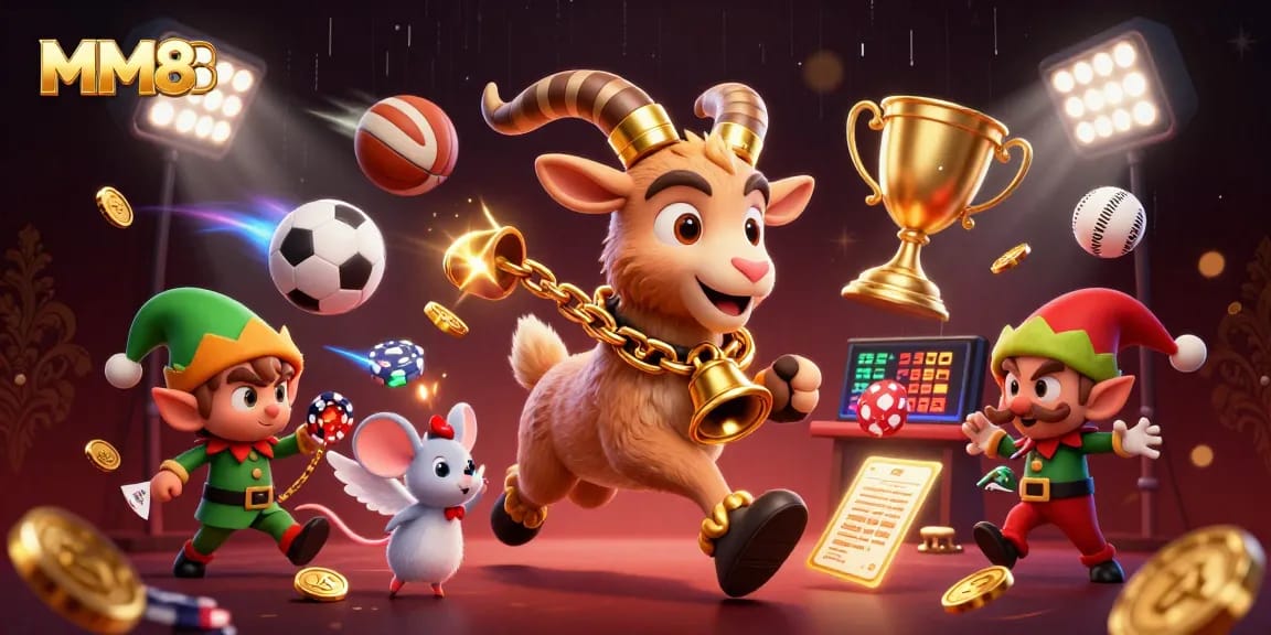 Join MM88 in a dynamic 3D casino atmosphere, featuring festive characters engaging in thrilling gaming.