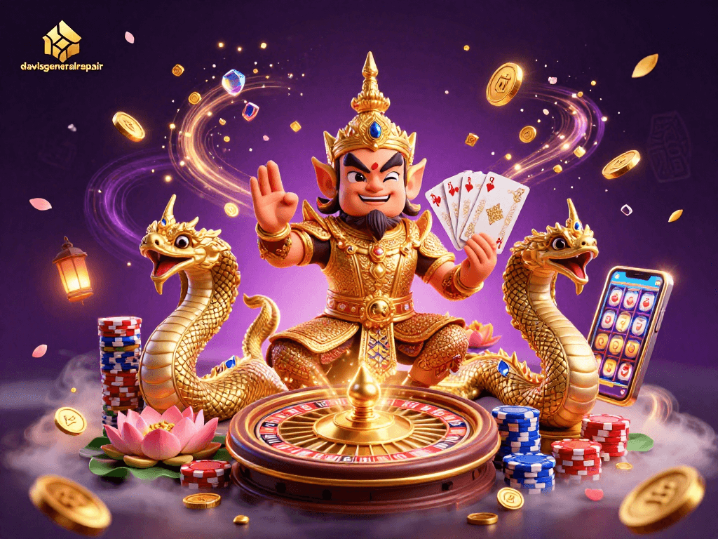Davisgeneralrepair explores a vibrant casino scene with a guardian and dynamic game action.