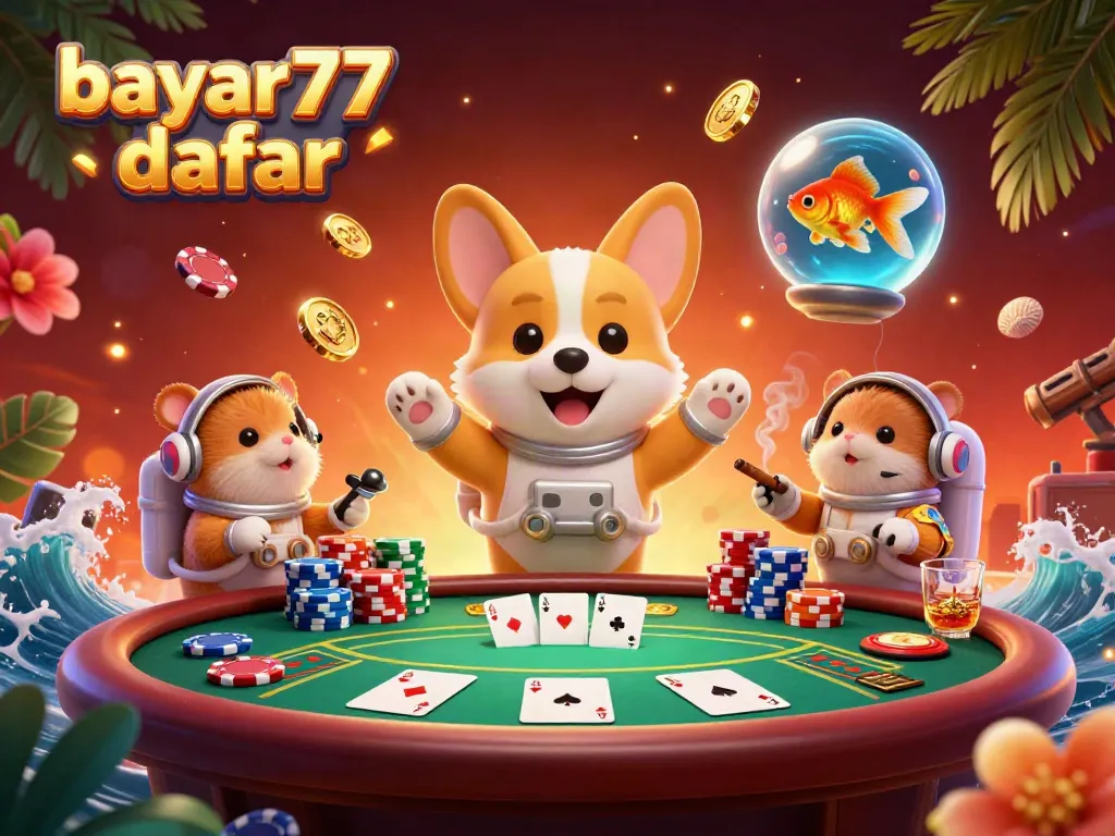 Experience ultimate gaming thrill with bayar77 daftar showcased in an exciting cosmic casino scene.