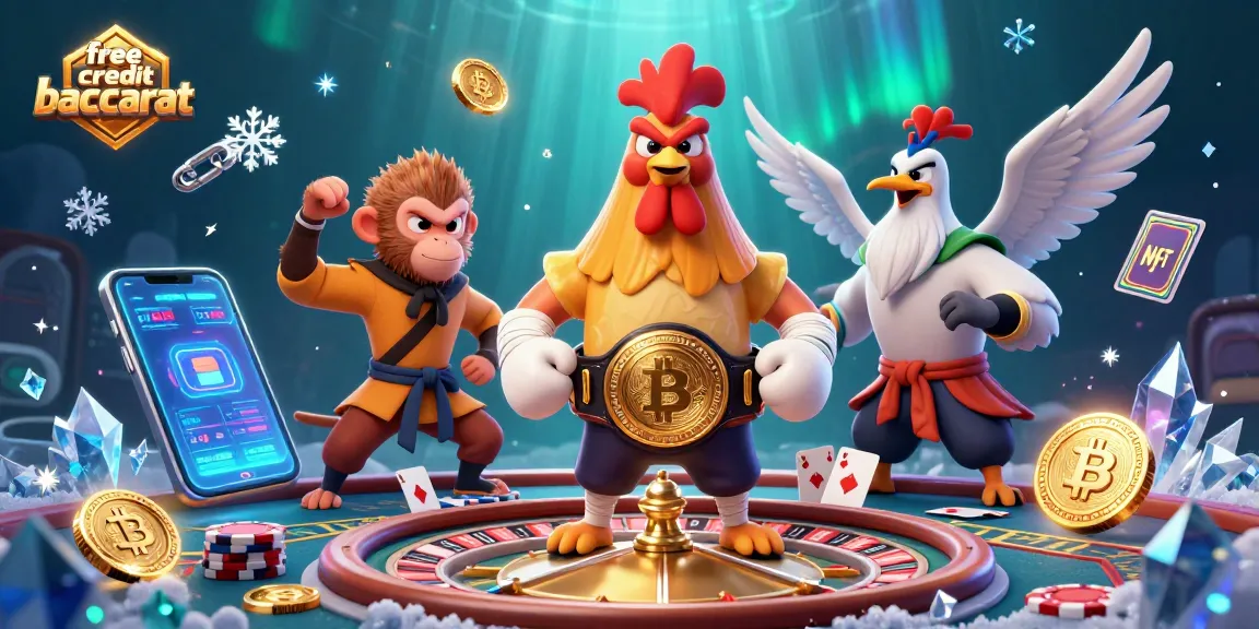 Engage with free credit baccarat on a dynamic gaming scene featuring cartoon characters and rich casino elements.