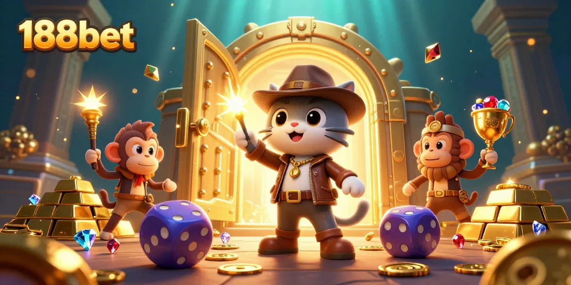 Engage in thrilling adventures at 188bet as an explorer uncovers treasures in a vibrant casino scene