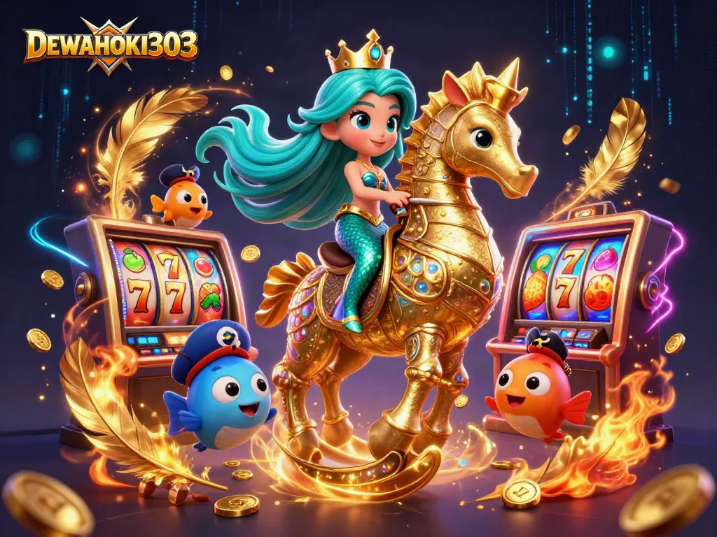 Dewahoki303 menghadirkan pengalaman slot online dengan tema putri duyung yang menarik, menampilkan putri duyung dan kuda laut emas beraksi.