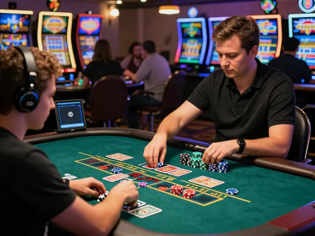 Casino player enjoying crypto games at https://wolfbet-bonus.com/, featuring vibrant table action and digital wallet.