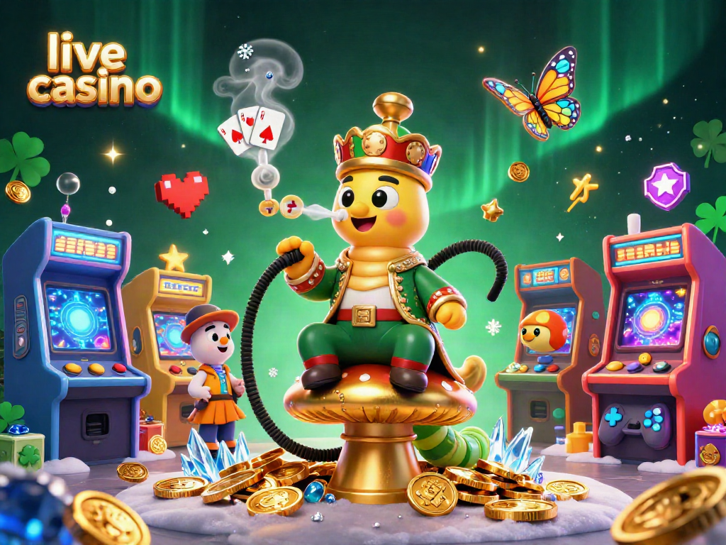 Engage in the live casino atmosphere featuring whimsical characters and vibrant gaming elements.