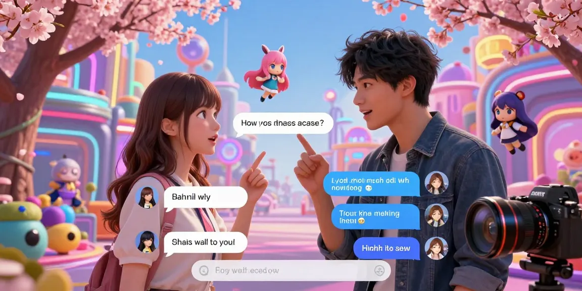 Engaging scene of hentai AI chat avatars in a vibrant digital environment.