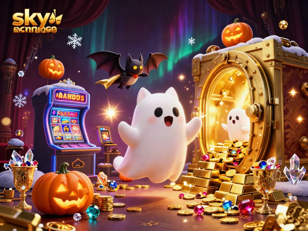 Experience the thrill of the haunted casino with the sky exchange id create in a vibrant 3D illustration.
