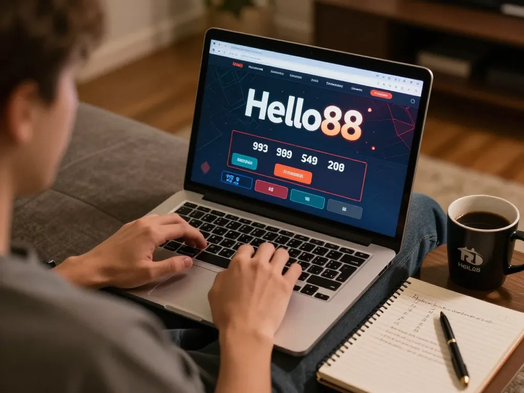 Enjoying online gaming on Hello88 with strategies and beverages beside
