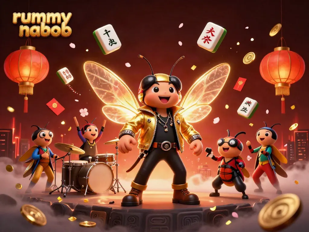 Permainan rummy nabob yang menarik dengan cicada rock star dan elemen keberuntungan lainnya.