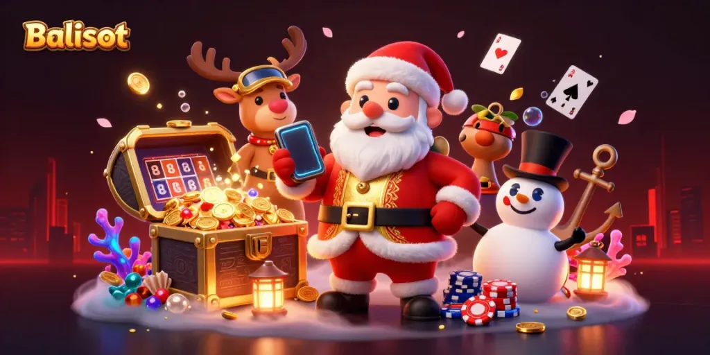 Experience the excitement of Balislot with a festive 3D scene full of casino games and jackpots.