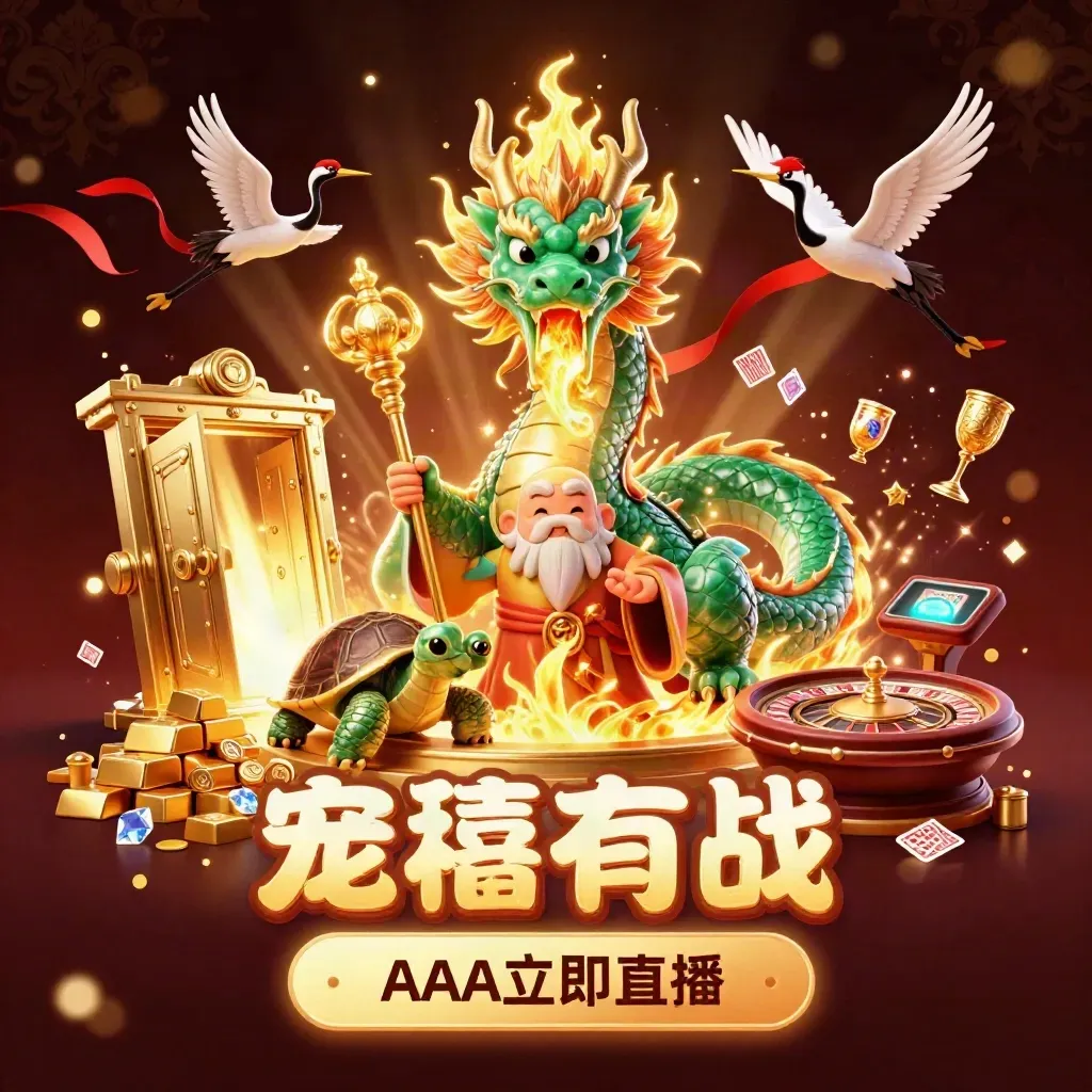 Jade dragon, turtle sage and cranes amid gold vault, casino lights and treasures.