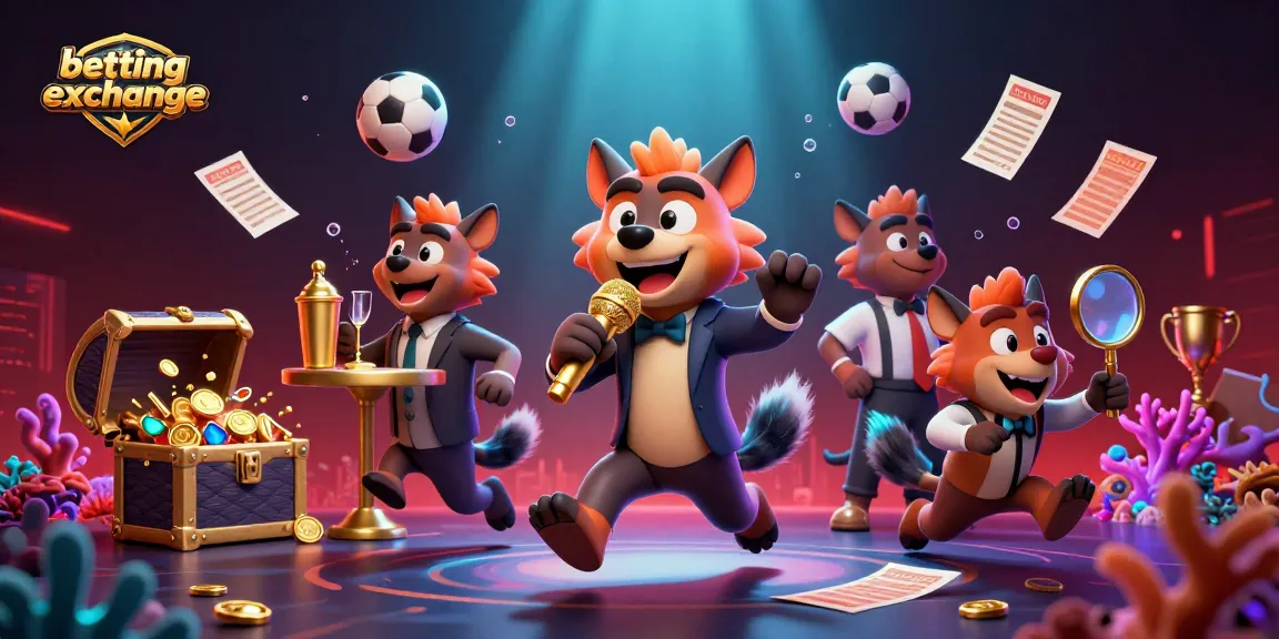 Experience the excitement of a betting exchange with lively hyena characters in a vibrant casino setting.