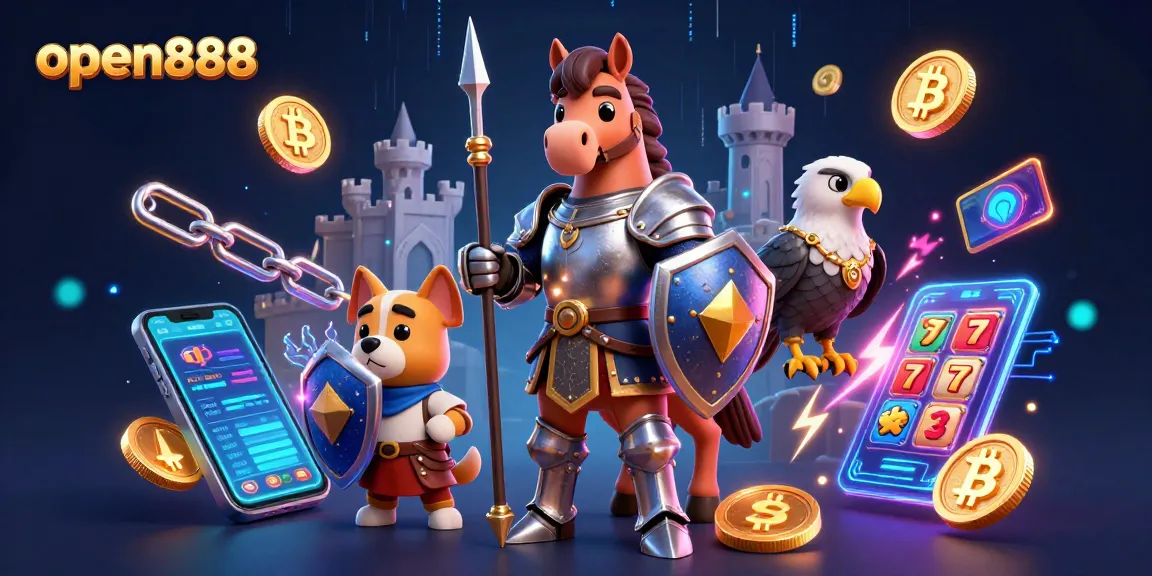 Engage in thrilling adventures at open888 with medieval knights, cryptocurrencies, and vibrant gaming elements.