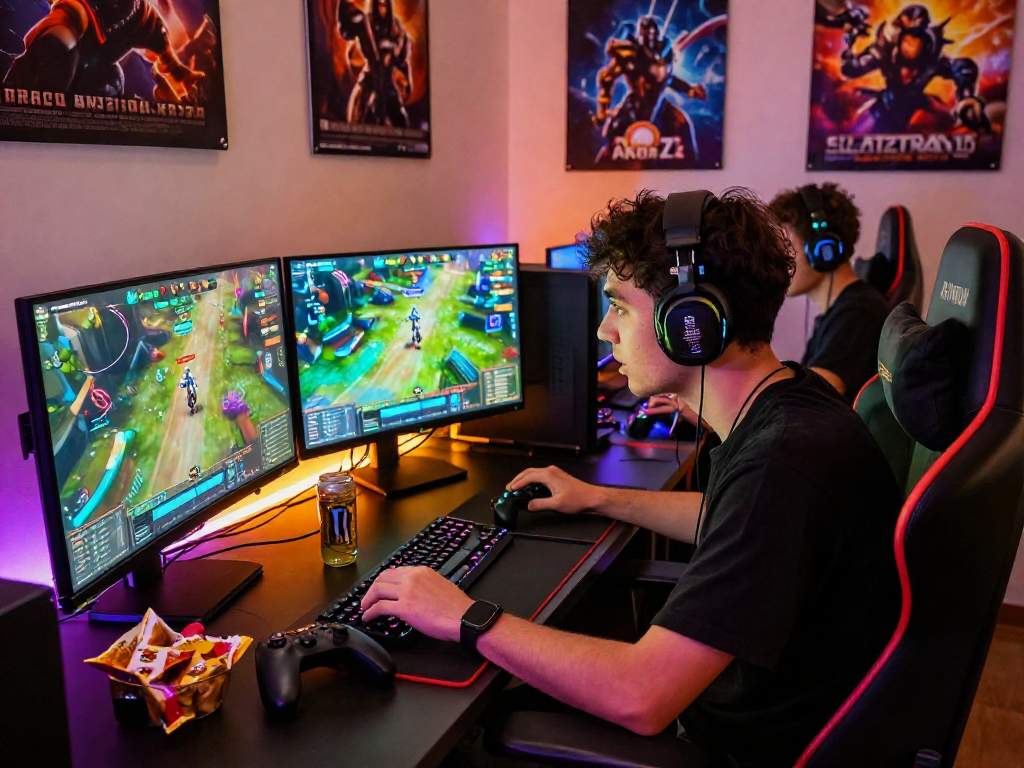 Youth engaged in gameplay on mpocash.blog, showcasing an immersive online gaming environment with vibrant graphics and gaming setup.