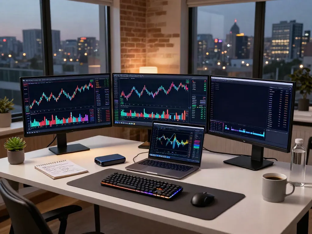 Professional crypto workspace displaying live trading data; click here to explore blockchain insights.