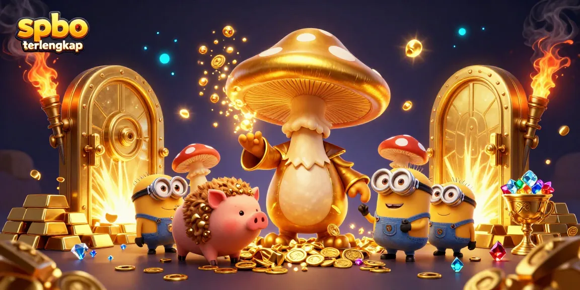 Experience the thrill of spbo terlengkap as the golden mushroom wizard channels fortune with treasure around.