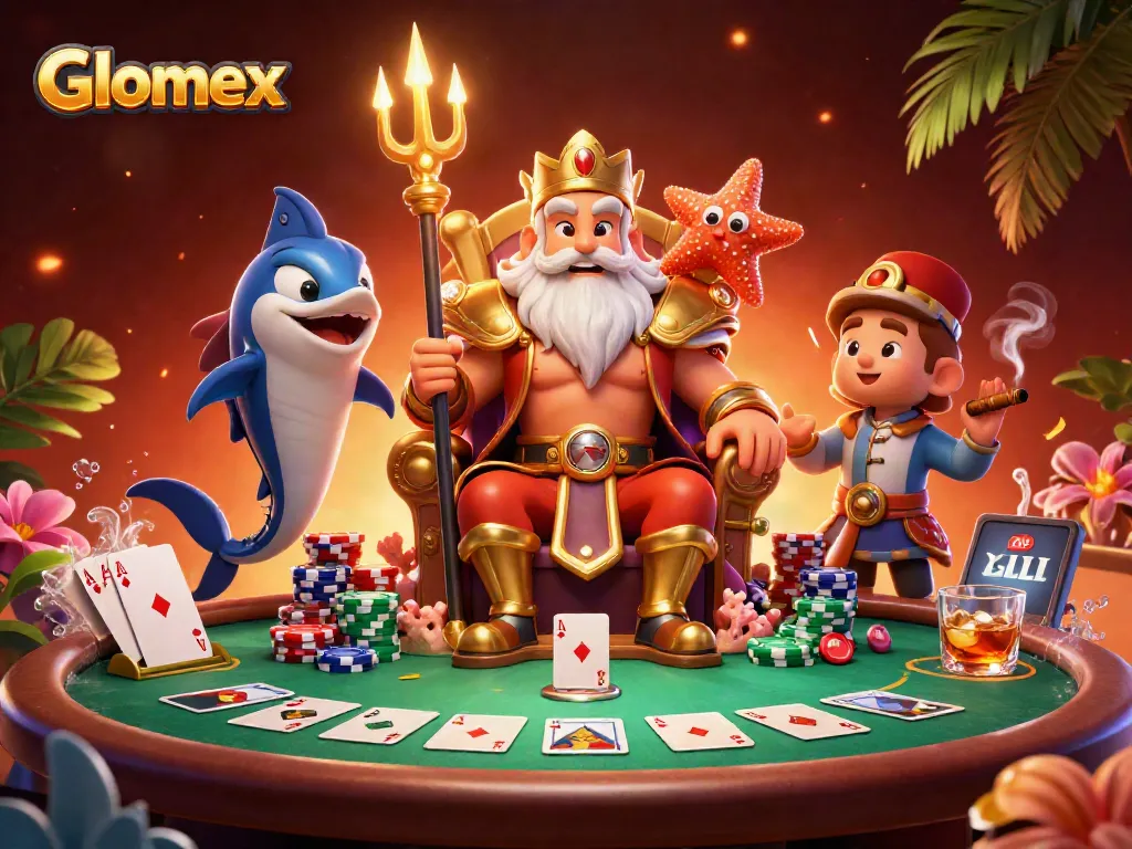Engage with Glomex as Neptune hosts a vibrant poker scene filled with action elements.