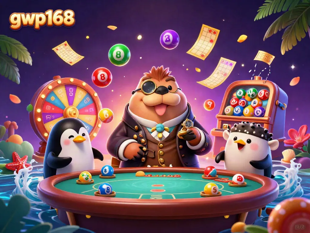 Permainan slot GWP168 dengan tikus jolly dan dealer penguin yang canggih.