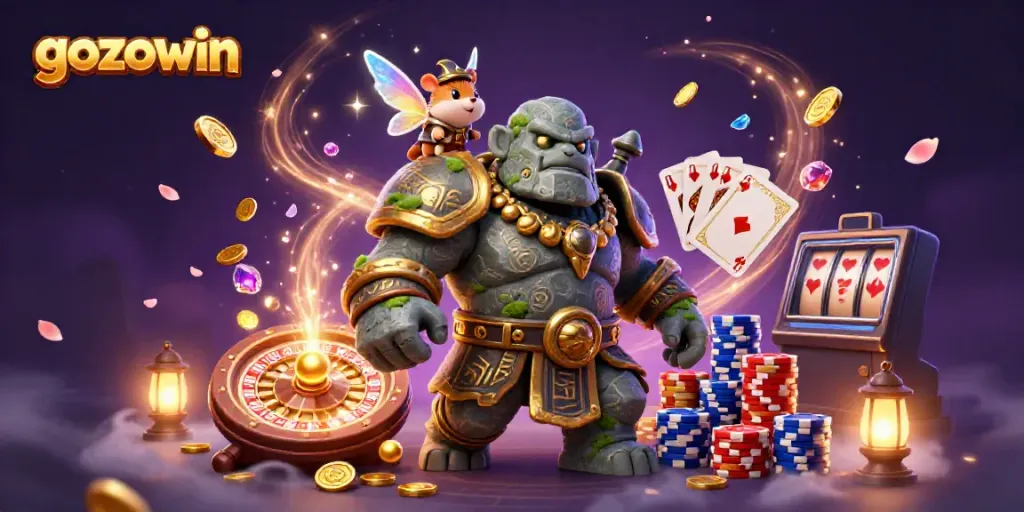 Experience thrilling gameplay with gozowin as fantasy characters navigate a vibrant casino.
